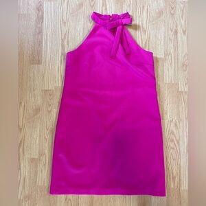 Maggy London Hot Pink One-Shoulder Halter Dress